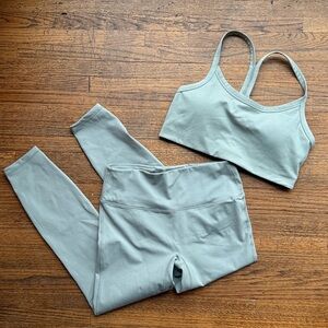 HM DRYMOVE Light Khaki Green Y Back Bra and High Waisted Leggings set